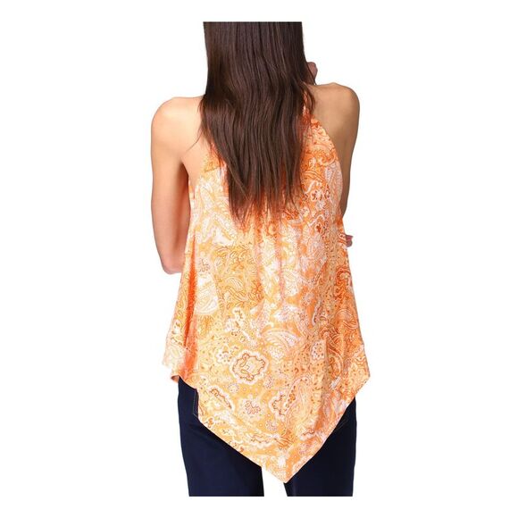 MICHAEL KORS Womens Orange Handkerchief Hem Unlined Sleeveless Top Petites P - Picture 2 of 2